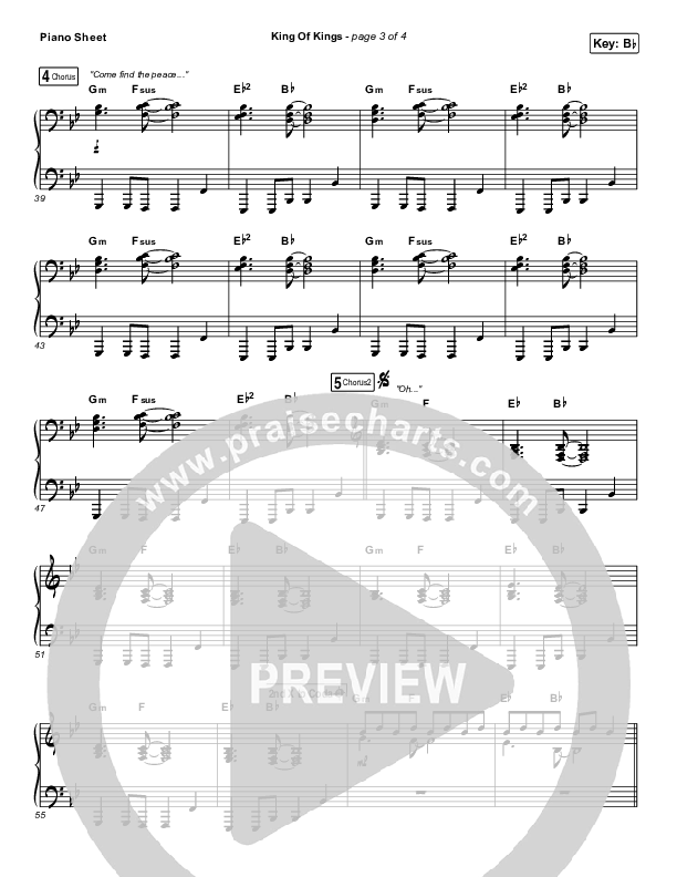 King Of Kings Piano Sheet (Brandon Heath)