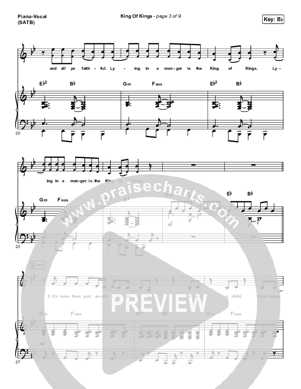 King Of Kings Piano/Vocal (SATB) (Brandon Heath)