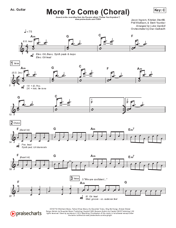 More To Come (Choral Anthem SATB) Acoustic Guitar (Passion / Kristian Stanfill / Arr. Luke Gambill)