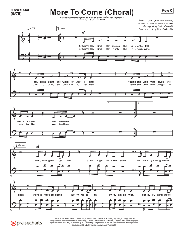 More To Come (Choral Anthem SATB) Choir Vocals (SATB) (Passion / Kristian Stanfill / Arr. Luke Gambill)