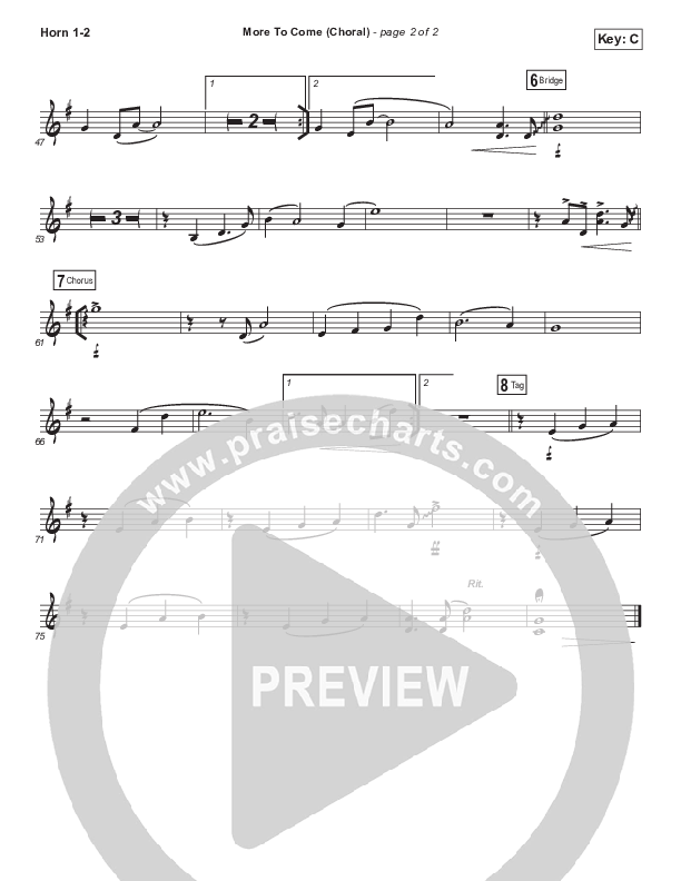 More To Come (Choral Anthem SATB) French Horn 1/2 (Passion / Kristian Stanfill / Arr. Luke Gambill)