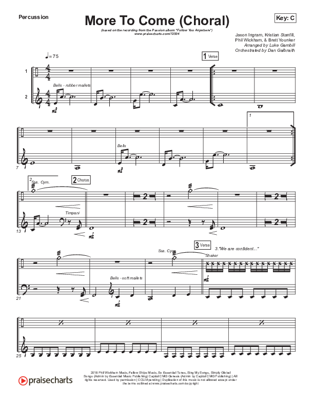 More To Come (Choral Anthem SATB) Percussion (Passion / Kristian Stanfill / Arr. Luke Gambill)