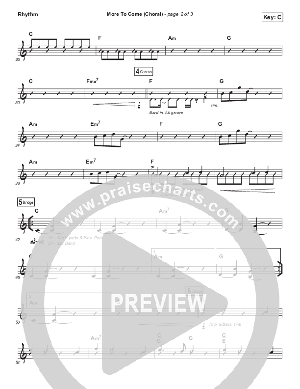 More To Come (Choral Anthem SATB) Rhythm Chart (Passion / Kristian Stanfill / Arr. Luke Gambill)