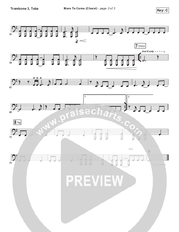 More To Come (Choral Anthem SATB) Trombone 3/Tuba (Passion / Kristian Stanfill / Arr. Luke Gambill)