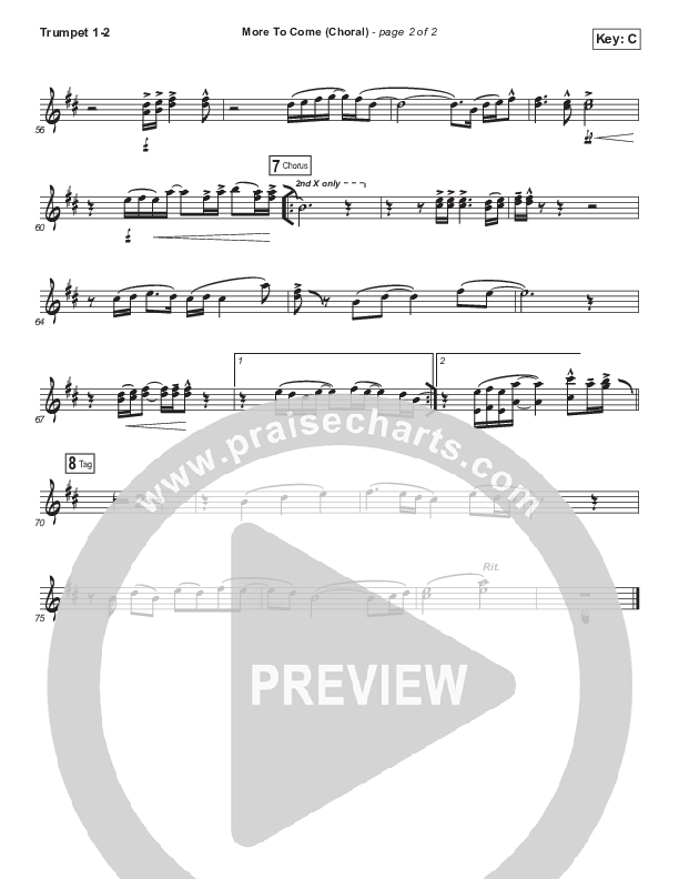 More To Come (Choral Anthem SATB) Trumpet 1,2 (Passion / Kristian Stanfill / Arr. Luke Gambill)