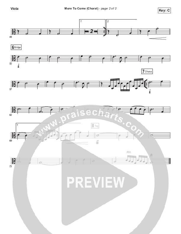 More To Come (Choral Anthem SATB) Viola (Passion / Kristian Stanfill / Arr. Luke Gambill)