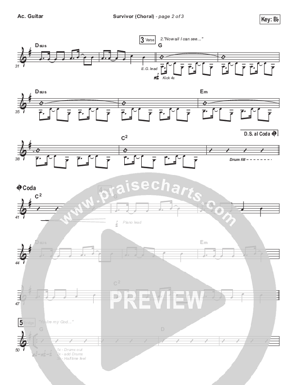 Survivor (Choral Anthem SATB) Acoustic Guitar (Zach Williams / Arr. Luke Gambill)