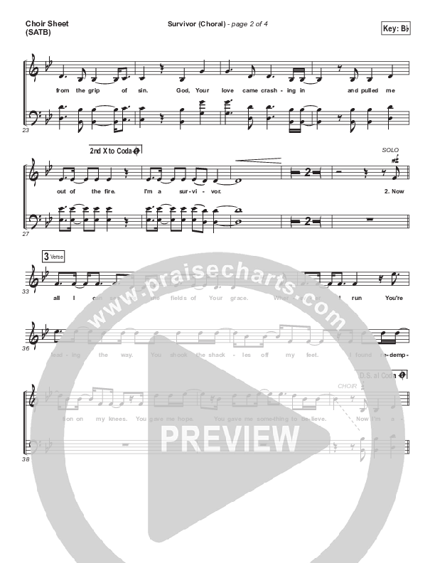 Survivor (Choral Anthem SATB) Choir Sheet (SATB) (Zach Williams / Arr. Luke Gambill)