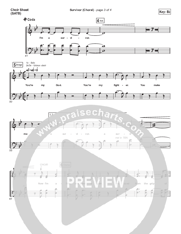 Survivor (Choral Anthem SATB) Choir Sheet (SATB) (Zach Williams / Arr. Luke Gambill)