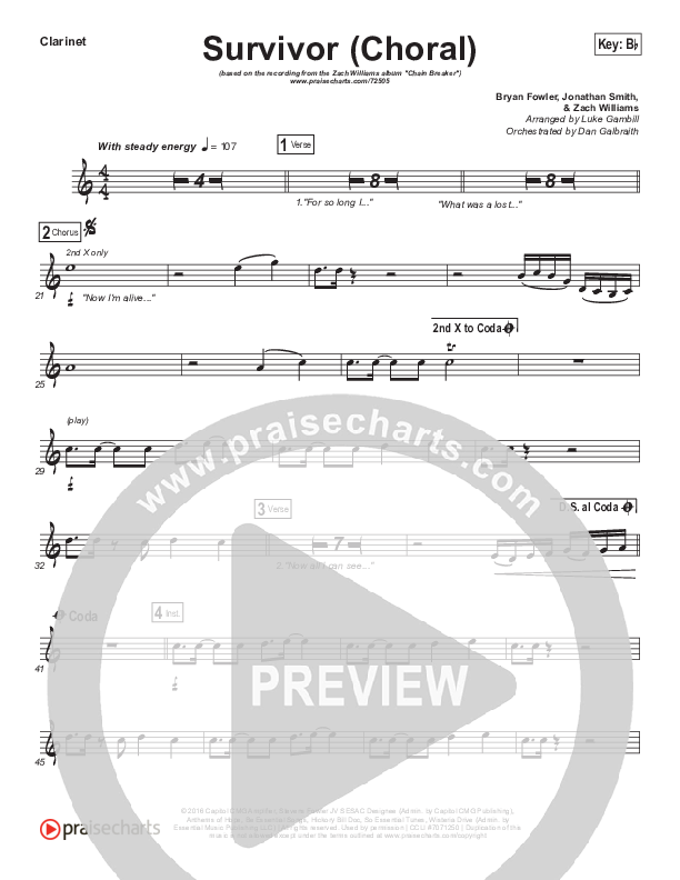 Survivor (Choral Anthem SATB) Wind Pack (Zach Williams / Arr. Luke Gambill)