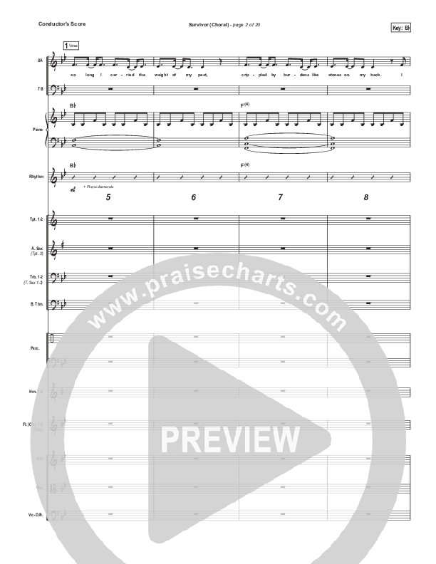 Survivor (Choral Anthem SATB) Conductor's Score (Zach Williams / Arr. Luke Gambill)