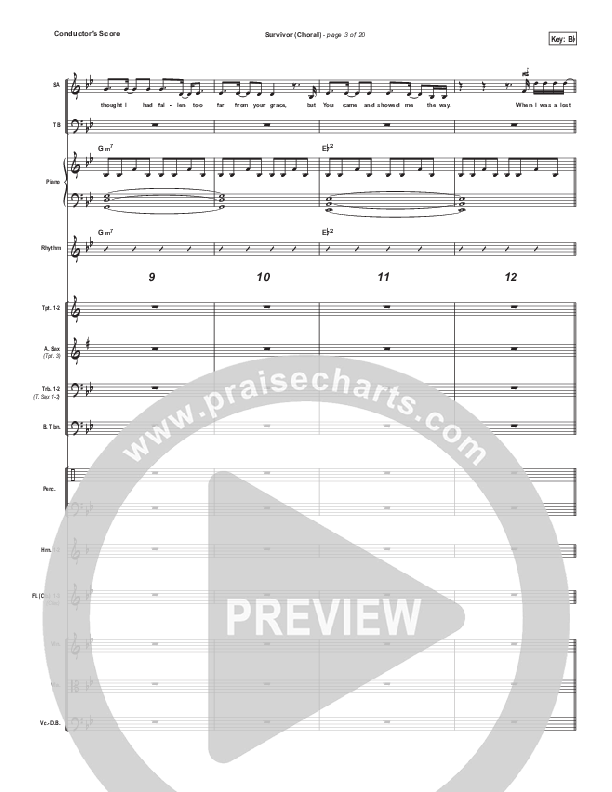 Survivor (Choral Anthem SATB) Conductor's Score (Zach Williams / Arr. Luke Gambill)