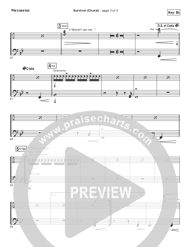 Survivor (Choral Anthem SATB) Percussion (Zach Williams / Arr. Luke Gambill)