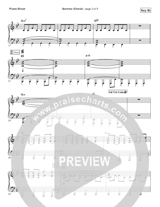 Survivor (Choral Anthem SATB) Piano Sheet (Zach Williams / Arr. Luke Gambill)