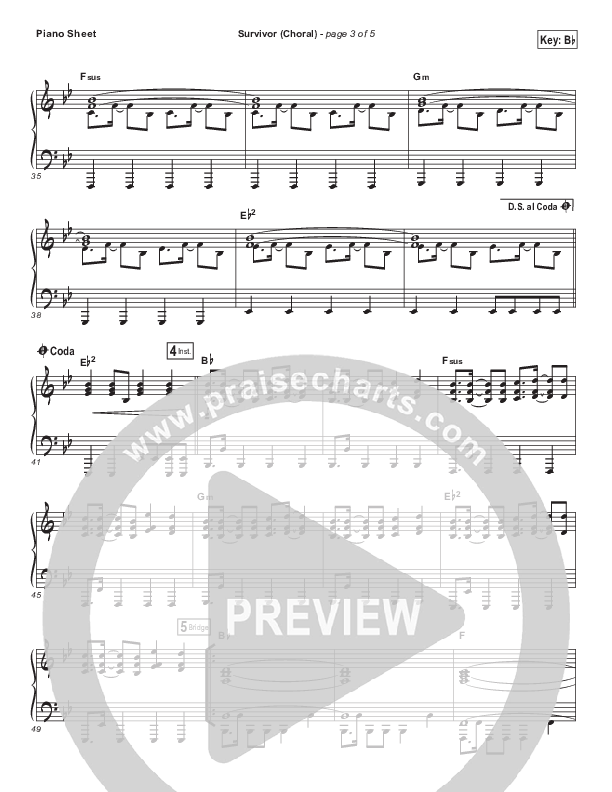 Survivor (Choral Anthem SATB) Piano Sheet (Zach Williams / Arr. Luke Gambill)