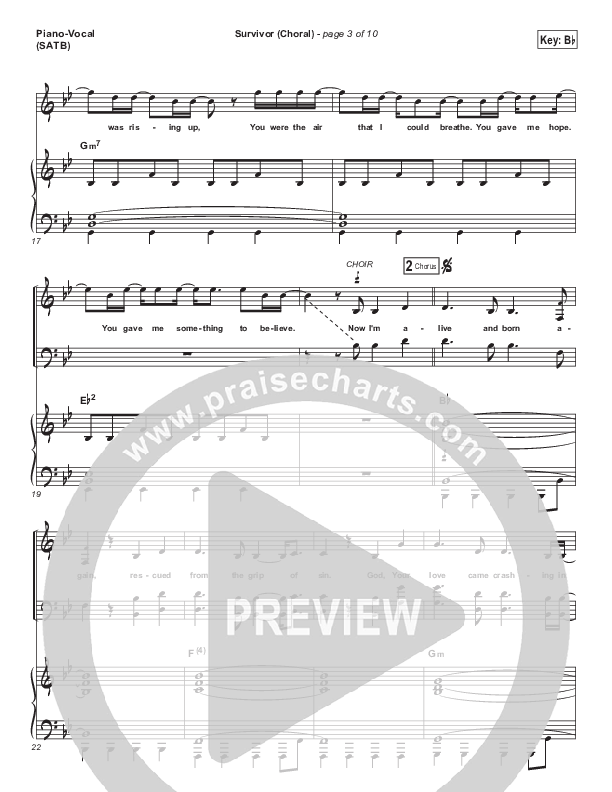 Survivor (Choral Anthem SATB) Piano/Vocal Pack (Zach Williams / Arr. Luke Gambill)