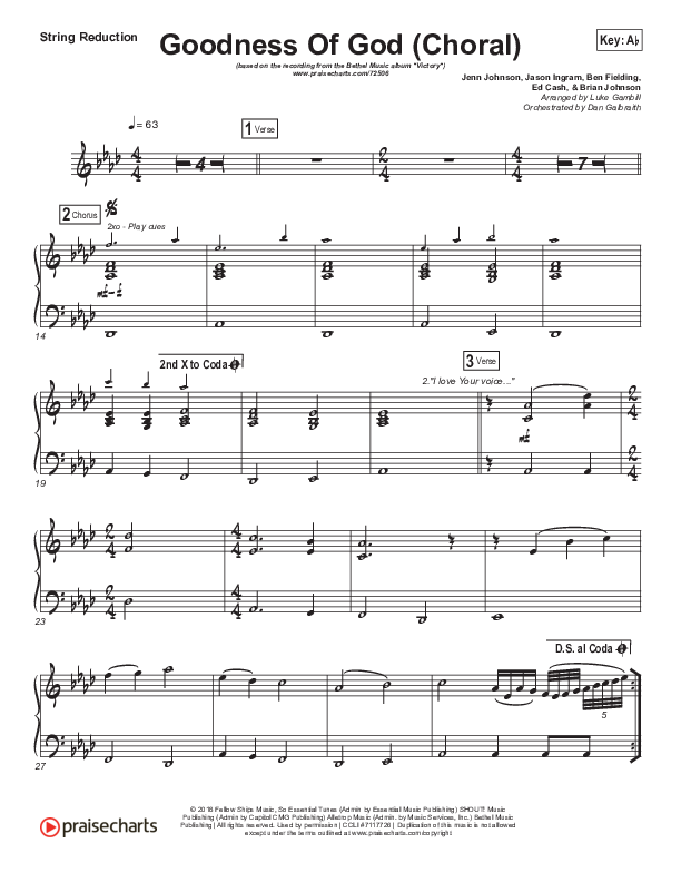 Goodness Of God (Choral Anthem SATB) String Pack (Bethel Music / Arr. Luke Gambill)