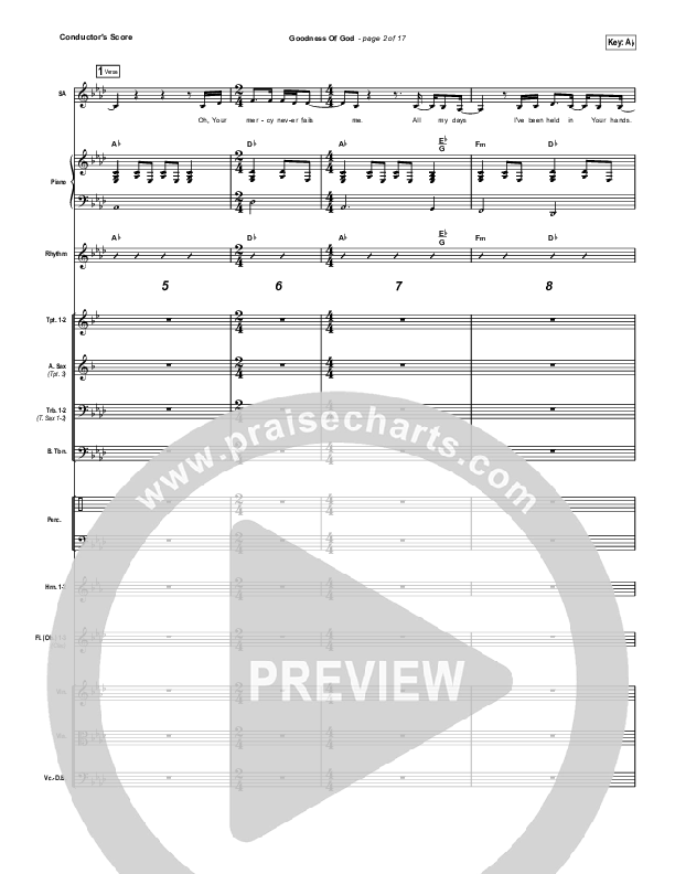 Goodness Of God (Choral Anthem SATB) Conductor's Score (Bethel Music / Arr. Luke Gambill)
