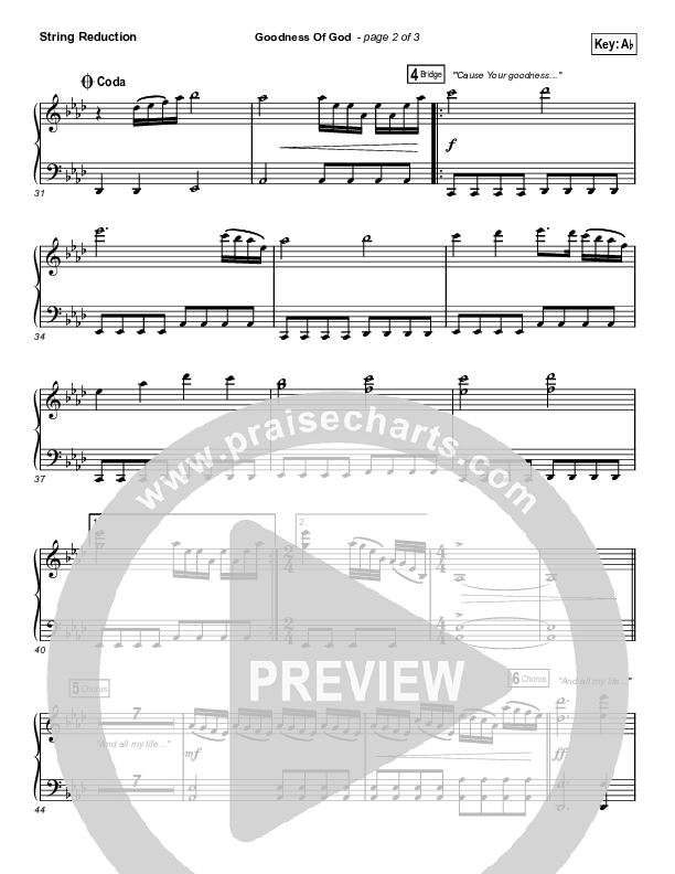 Goodness Of God (Choral Anthem SATB) String Reduction (Bethel Music / Arr. Luke Gambill)