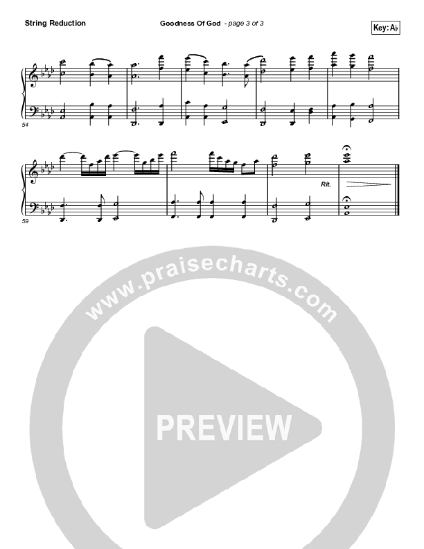 Goodness Of God (Choral Anthem SATB) String Reduction (Bethel Music / Arr. Luke Gambill)