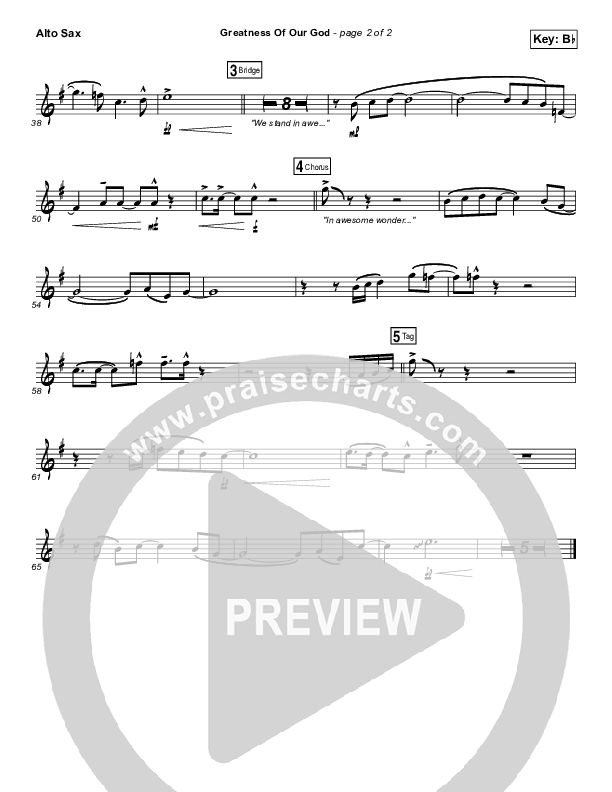 Greatness Of Our God Alto Sax (Newsboys)