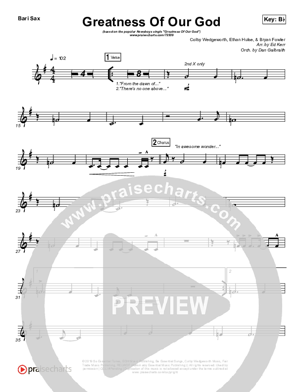 Greatness Of Our God Bari Sax (Newsboys)