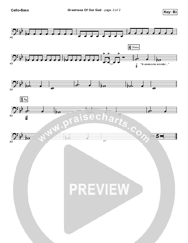 Greatness Of Our God Cello/Bass (Newsboys)