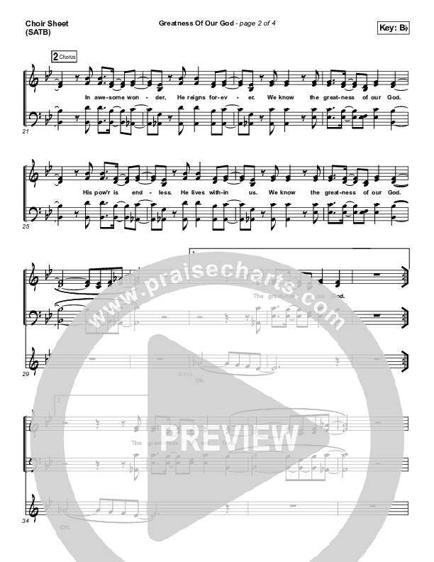 Greatness Of Our God Choir Sheet (SATB) (Newsboys)