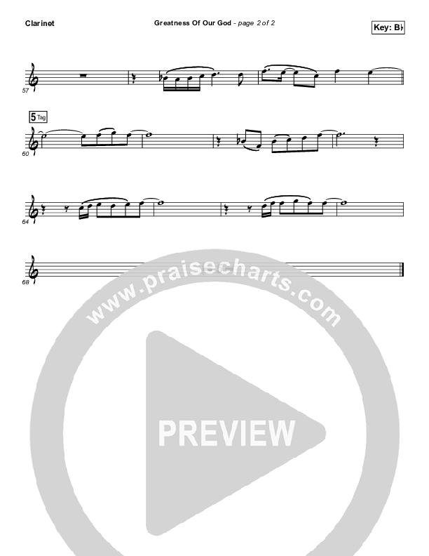 Greatness Of Our God Clarinet (Newsboys)