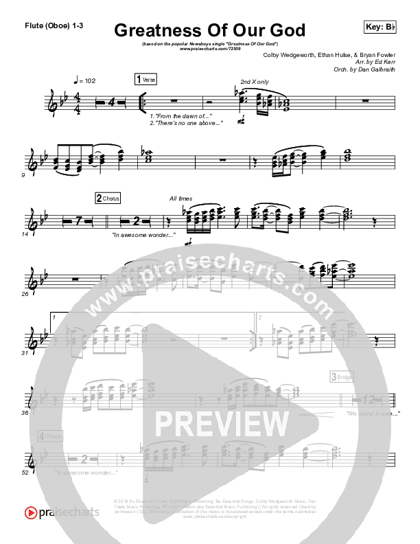 Greatness Of Our God Flute/Oboe 1/2/3 (Newsboys)