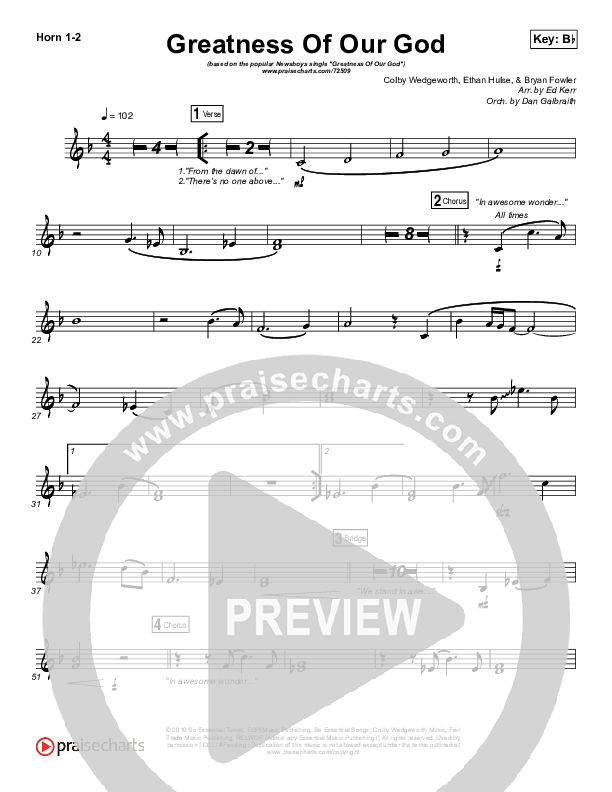Greatness Of Our God French Horn 1/2 (Newsboys)
