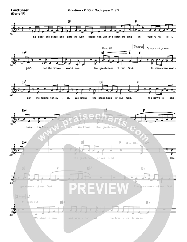 Greatness Of Our God Lead Sheet (Melody) (Newsboys)