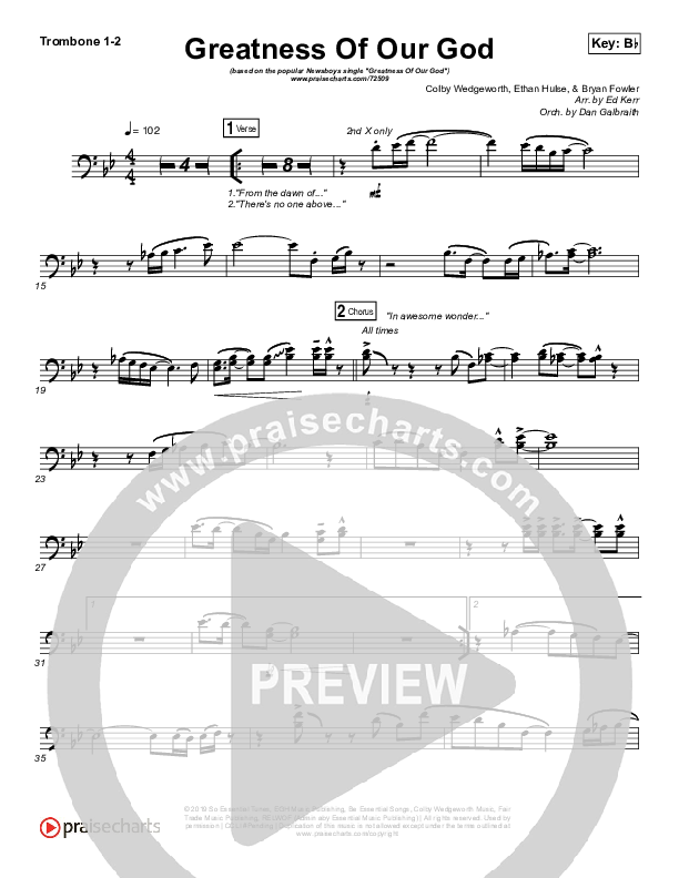 Greatness Of Our God Trombone 1/2 (Newsboys)