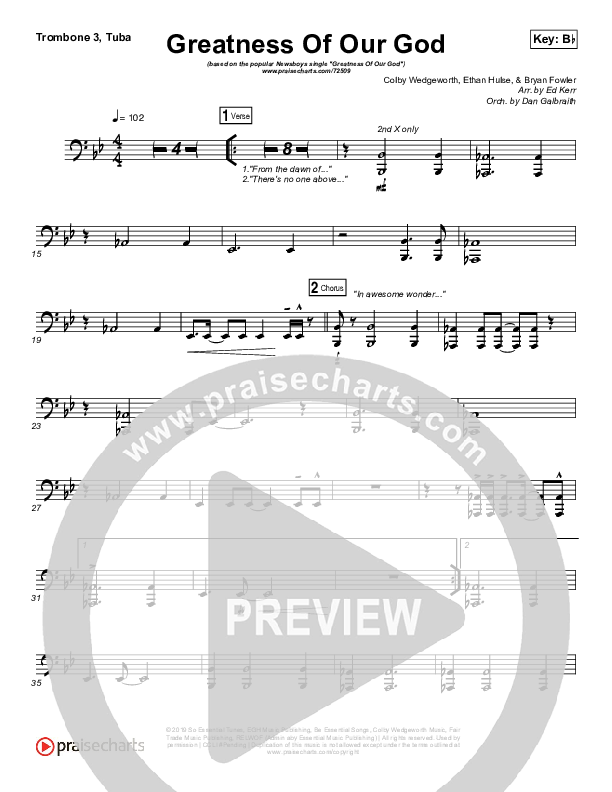 Greatness Of Our God Trombone 3/Tuba (Newsboys)