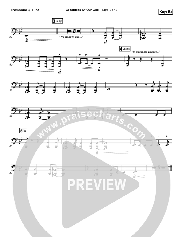 Greatness Of Our God Trombone 3/Tuba (Newsboys)