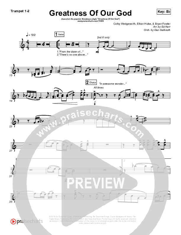 Greatness Of Our God Brass Pack (Newsboys)