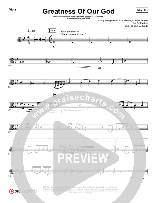 Greatness Of Our God Viola (Newsboys)