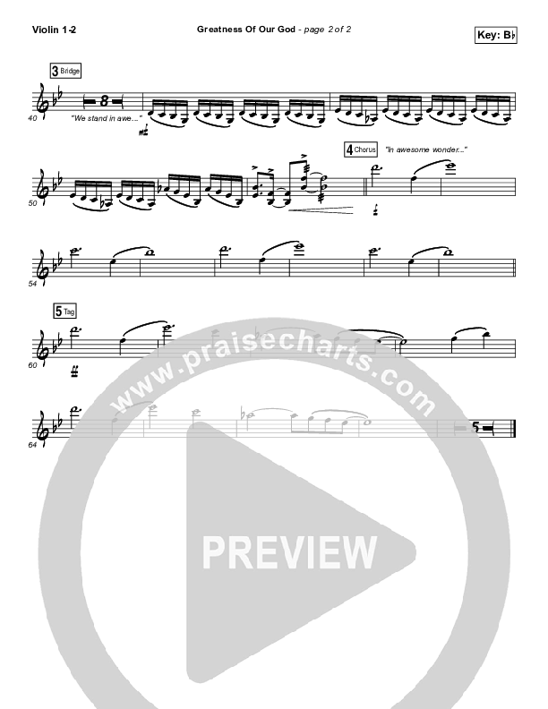 Greatness Of Our God Violin 1/2 (Newsboys)