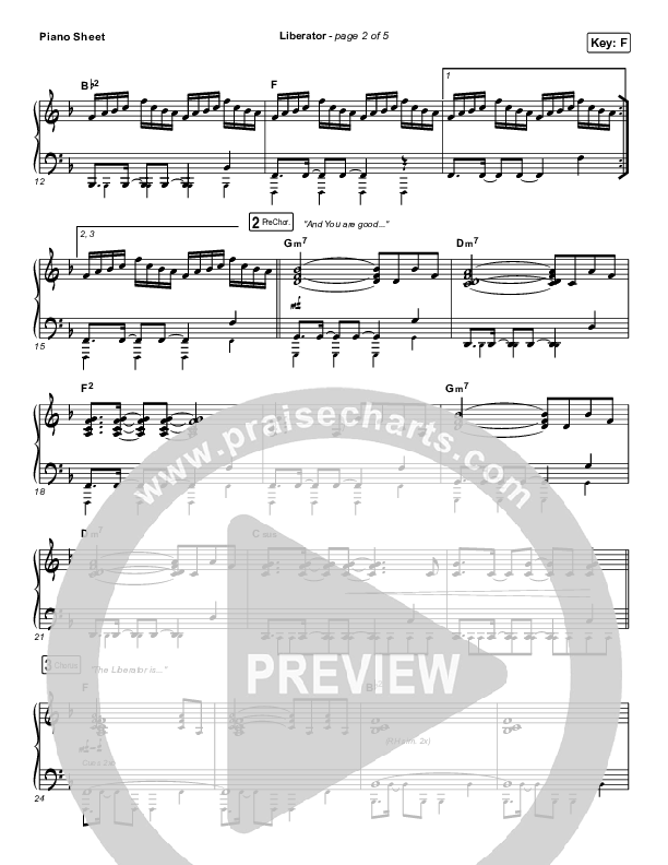 Liberator Piano Sheet (Corey Voss / Madison Street Worship / Annalise Bush)