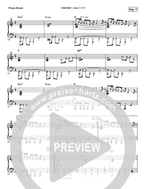 Liberator Piano Sheet (Corey Voss / Madison Street Worship / Annalise Bush)