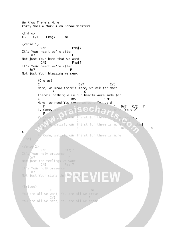 We Know There’s More Chords & Lyrics (Corey Voss / Madison Street Worship)