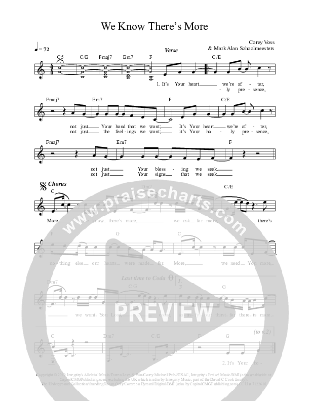 We Know There’s More Lead Sheet (Corey Voss / Madison Street Worship)