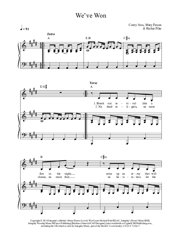 We've Won Lead & Piano (Corey Voss / Madison Street Worship / Mary Faxon)