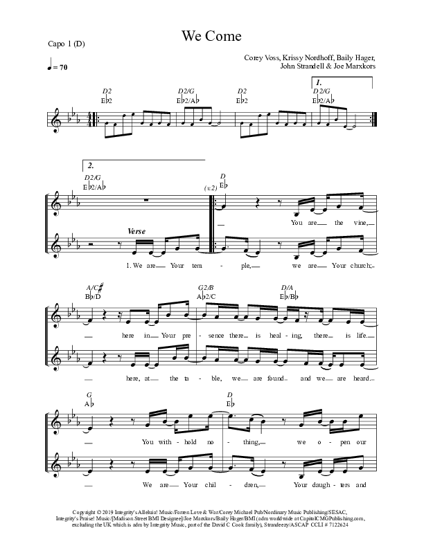 We Come Lead Sheet (Corey Voss / Madison Street Worship / Michaela Barrett)