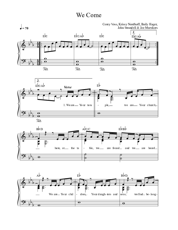 We Come Piano/Vocal (Corey Voss / Madison Street Worship / Michaela Barrett)