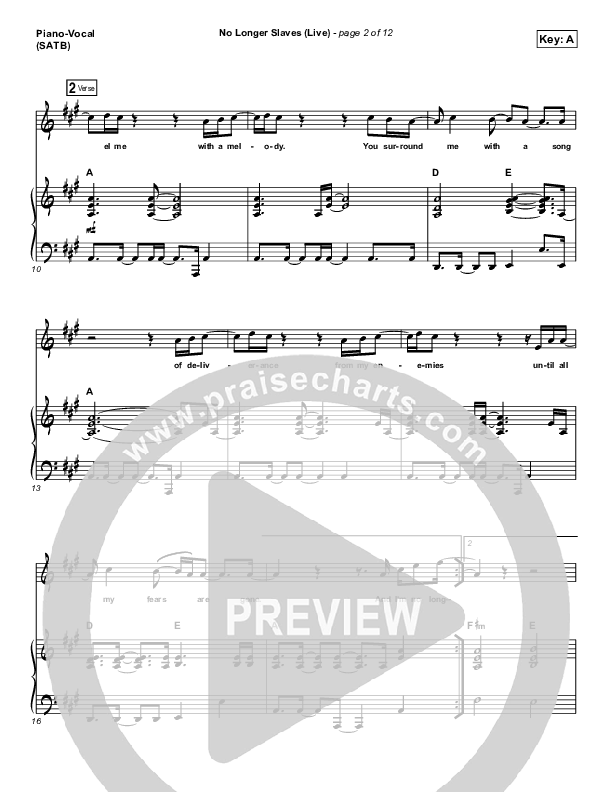 No Longer Slaves Piano/Vocal (SATB) (Zach Williams)