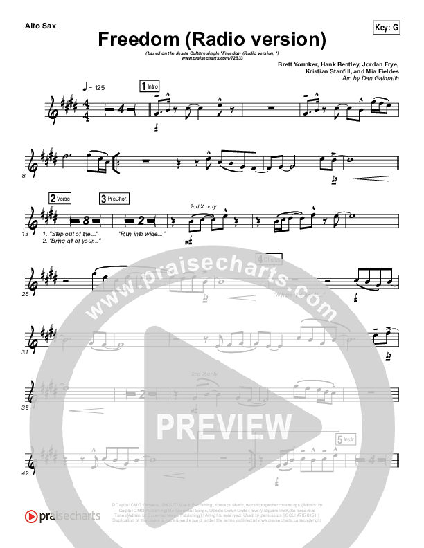 Freedom (Radio) Alto Sax (Jesus Culture / Kim Walker-Smith)