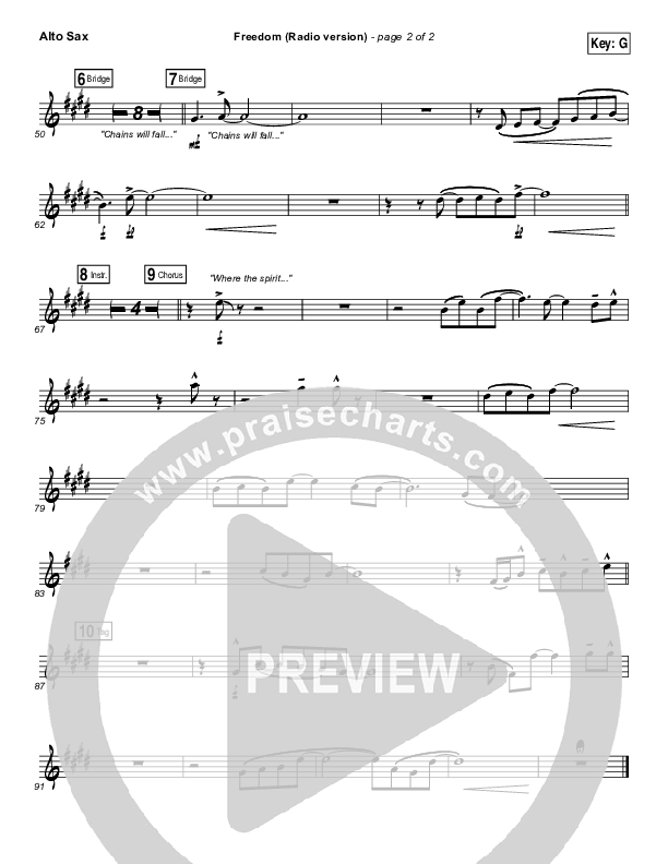 Freedom (Radio) Alto Sax (Jesus Culture / Kim Walker-Smith)