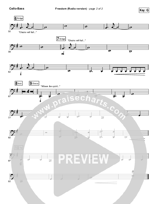 Freedom (Radio) Cello/Bass (Jesus Culture / Kim Walker-Smith)