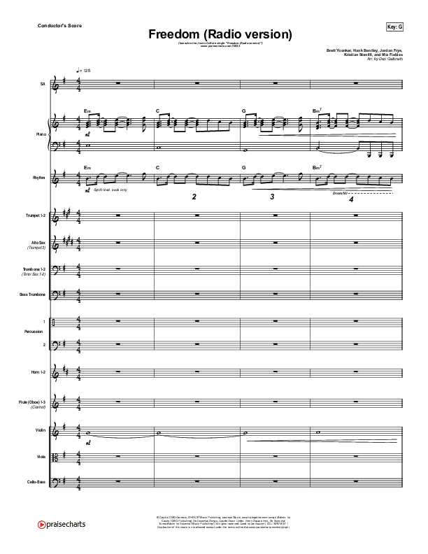 Freedom (Radio) Conductor's Score (Jesus Culture / Kim Walker-Smith)